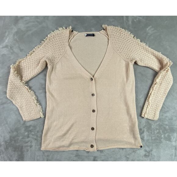 Volcom | Womens | Pink Cardigan Sweater | V-Neck / Half Button | Small | Fringe - Picture 1 of 7